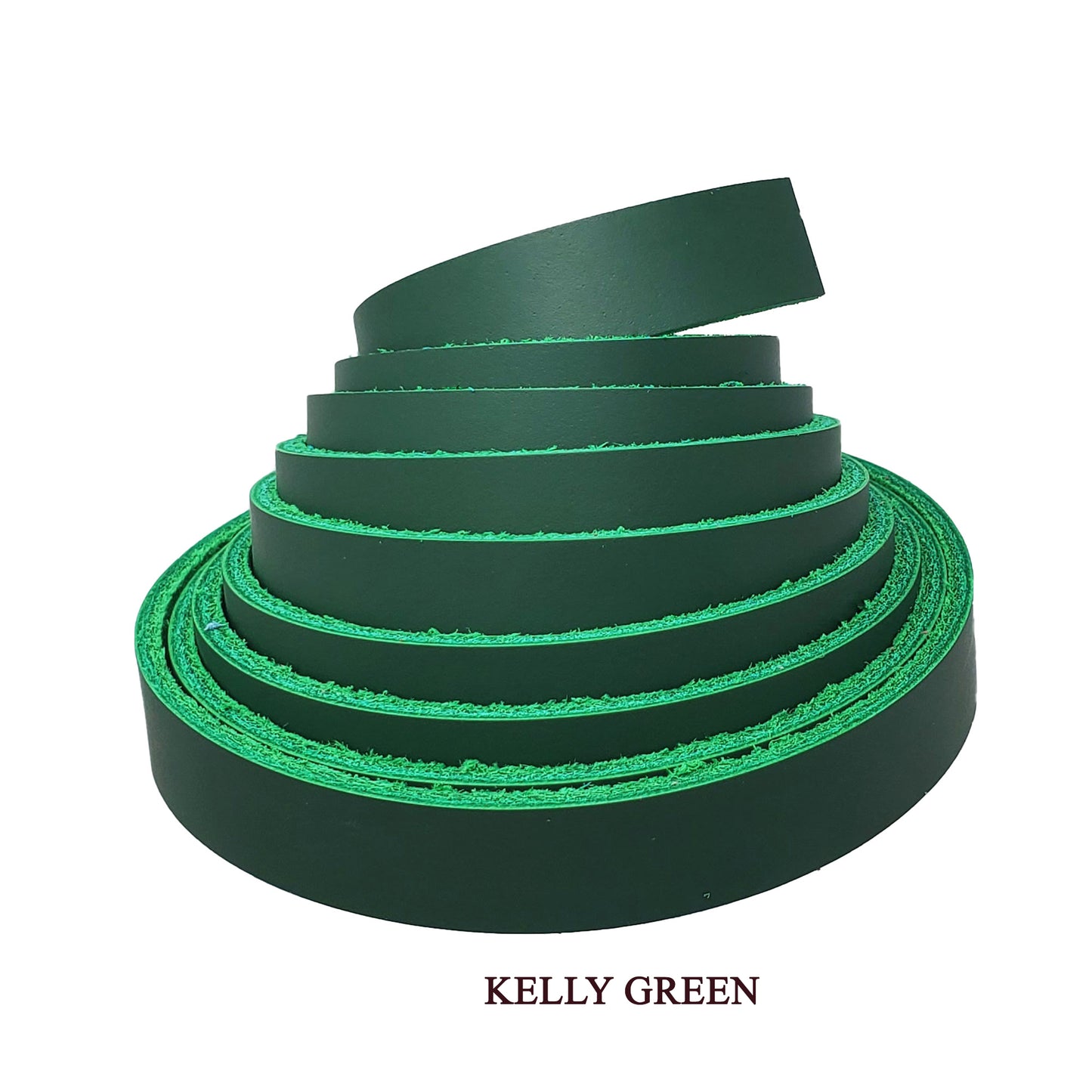 Full grain latigo leather strips 5/8" wide-kelly green