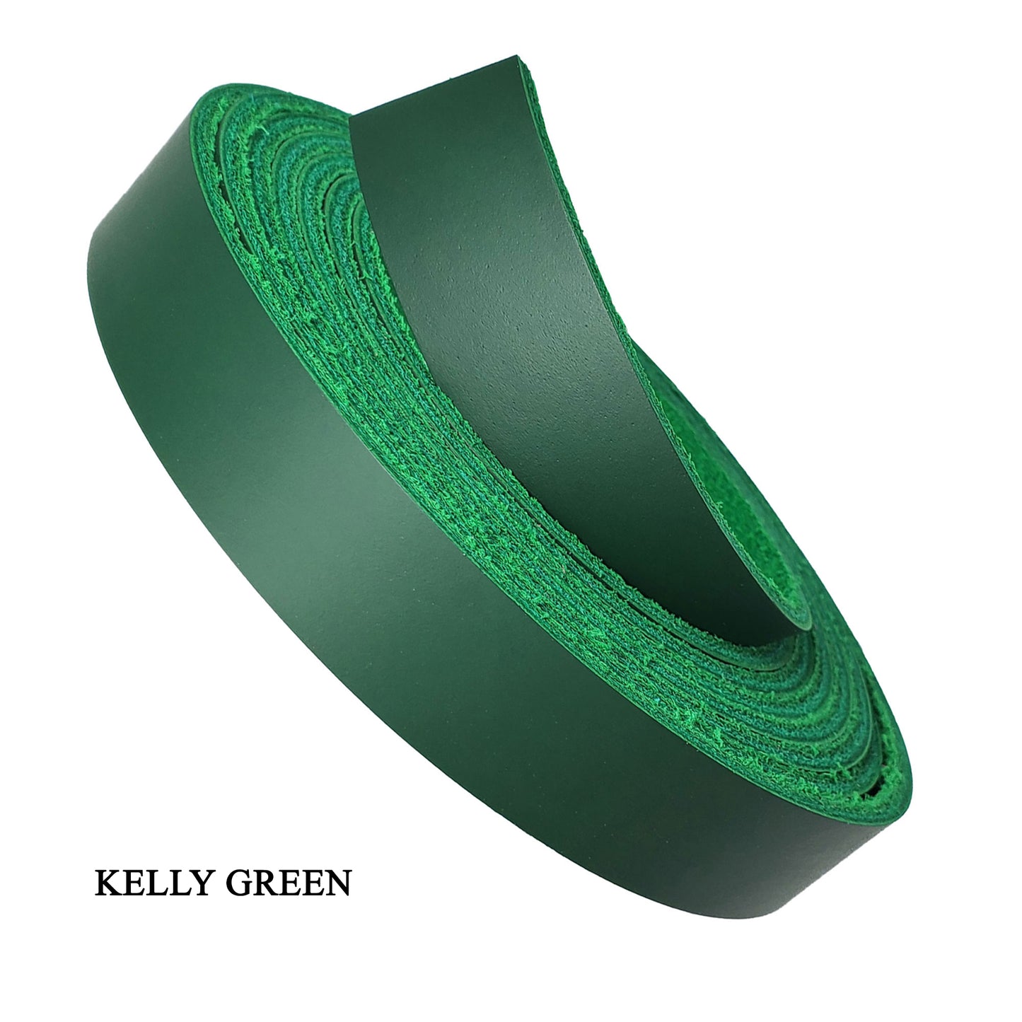 Full grain leather strips latigo 3/4"-kelly green