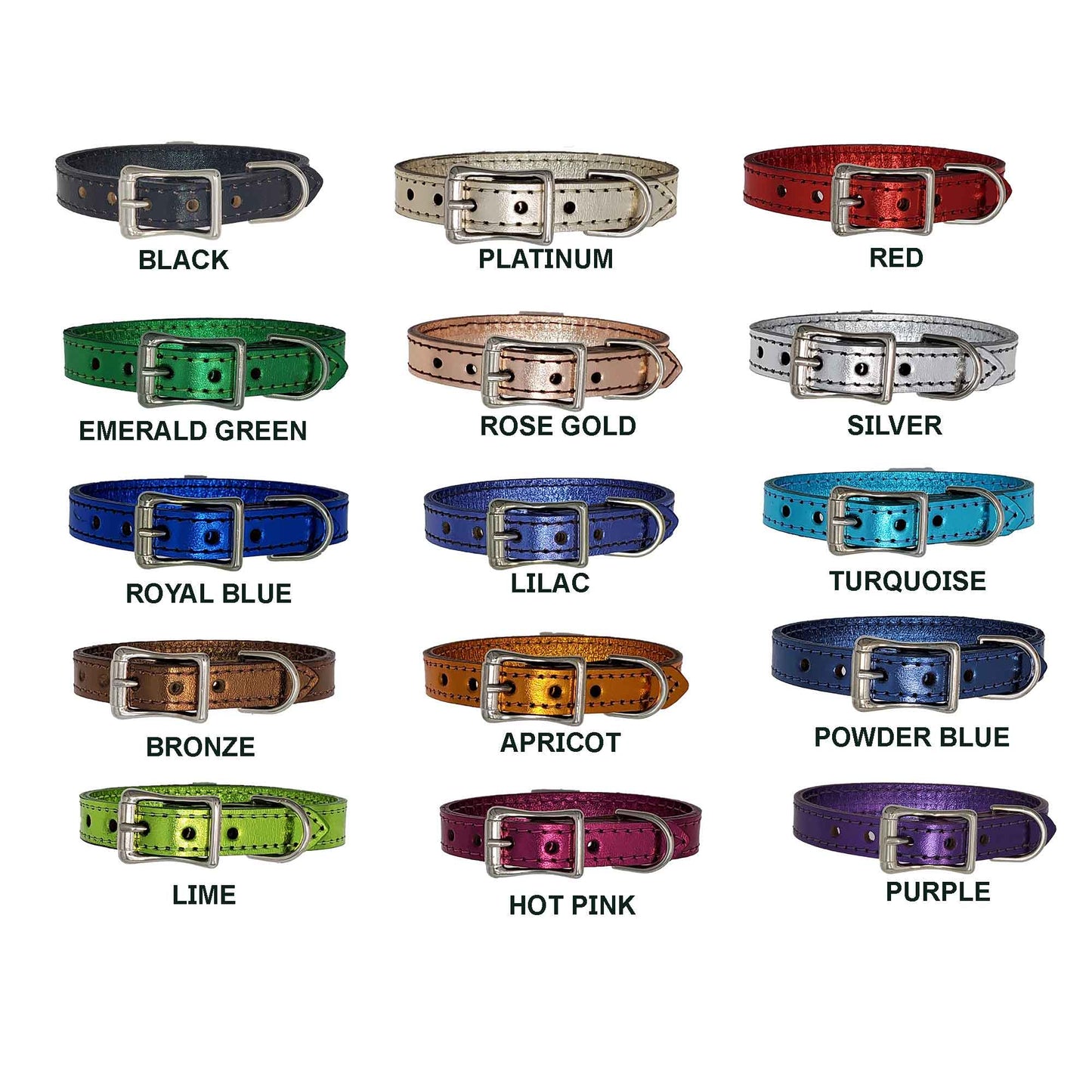 1/2" Premium Metallic Leather Puppy Collar for Real Comfort