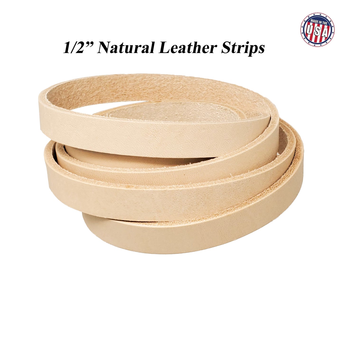 Vegetable tanned leather strips 1/2 inch, high-quality and versatile for crafting, sewing, and DIY projects