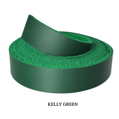 1 Inch wide Leather strips latigo-kelly green