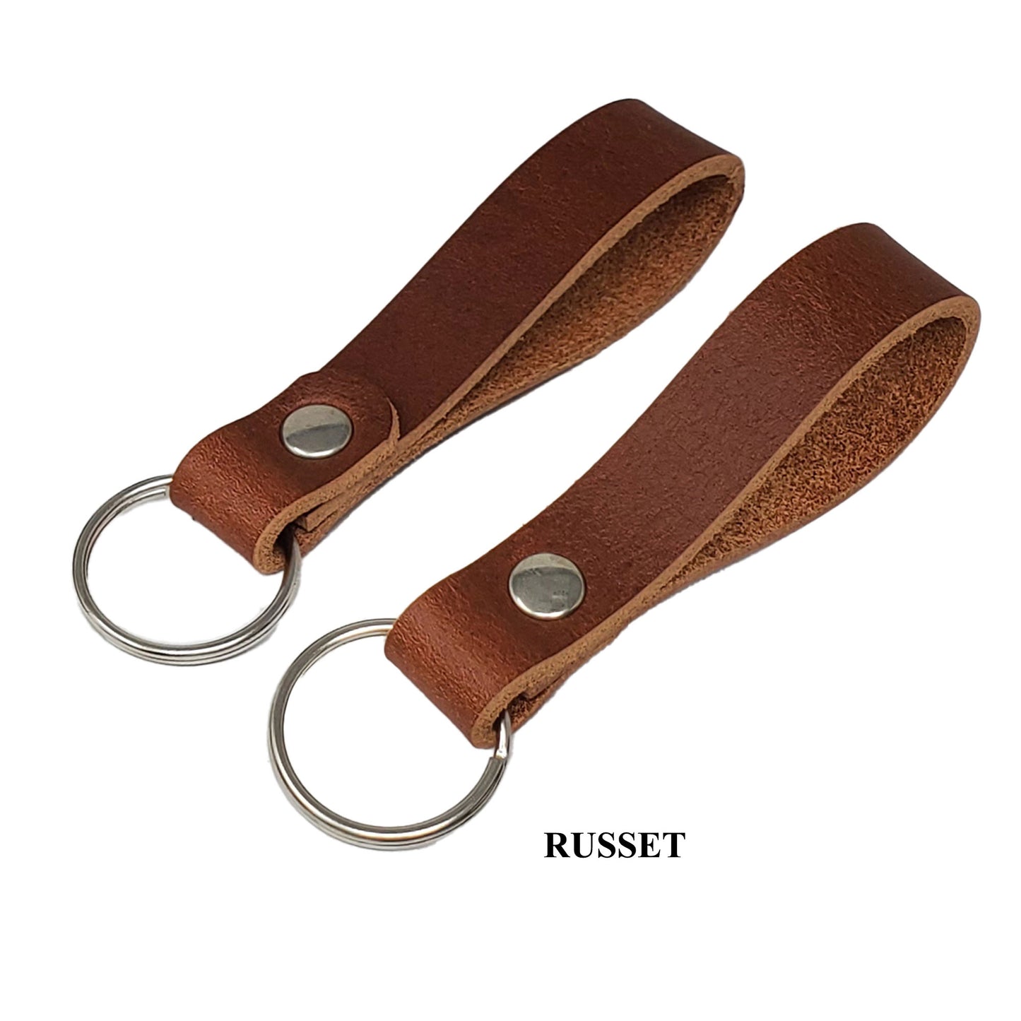 Russet leather keychains 5/8" engraving ready