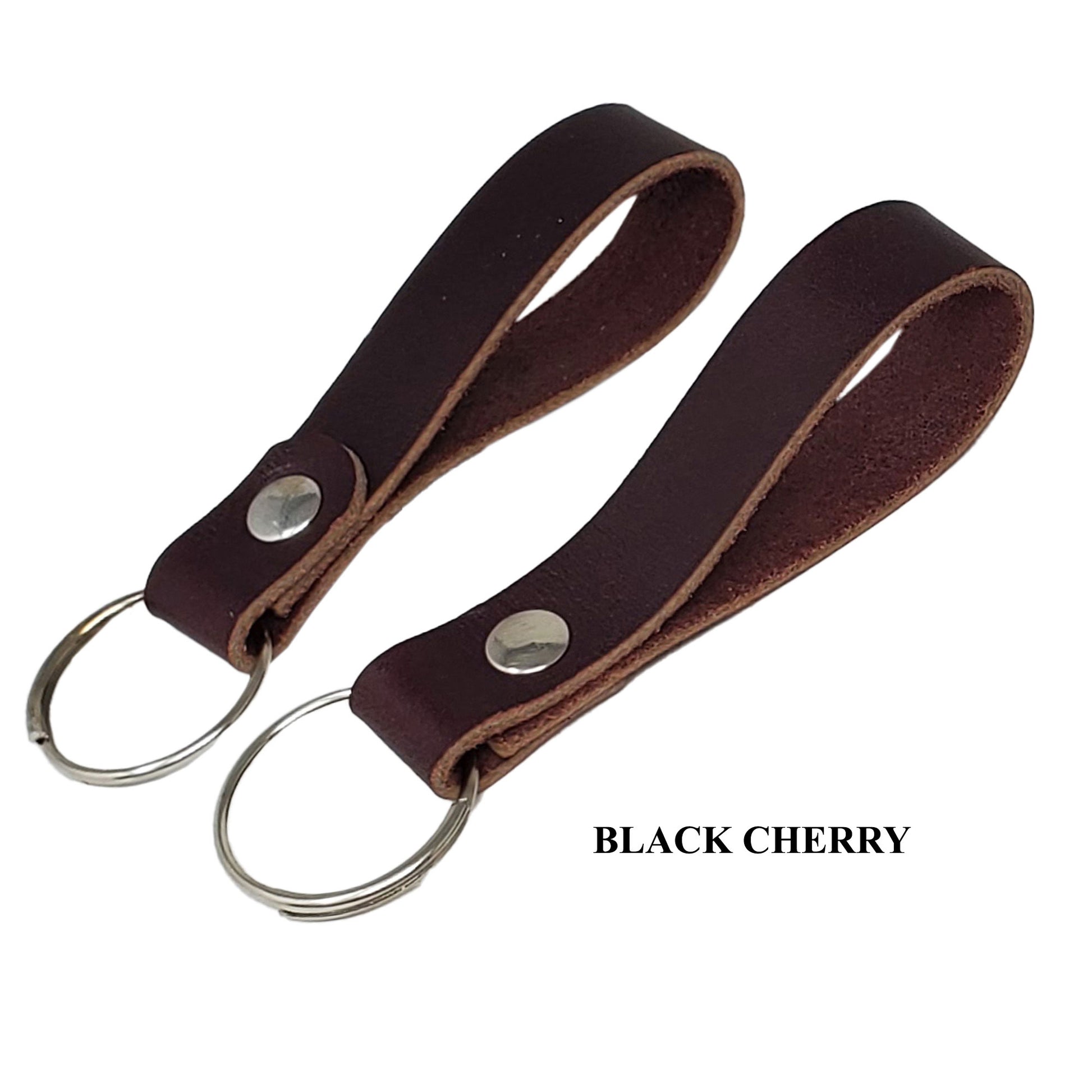 Black Chery leather keychain blank