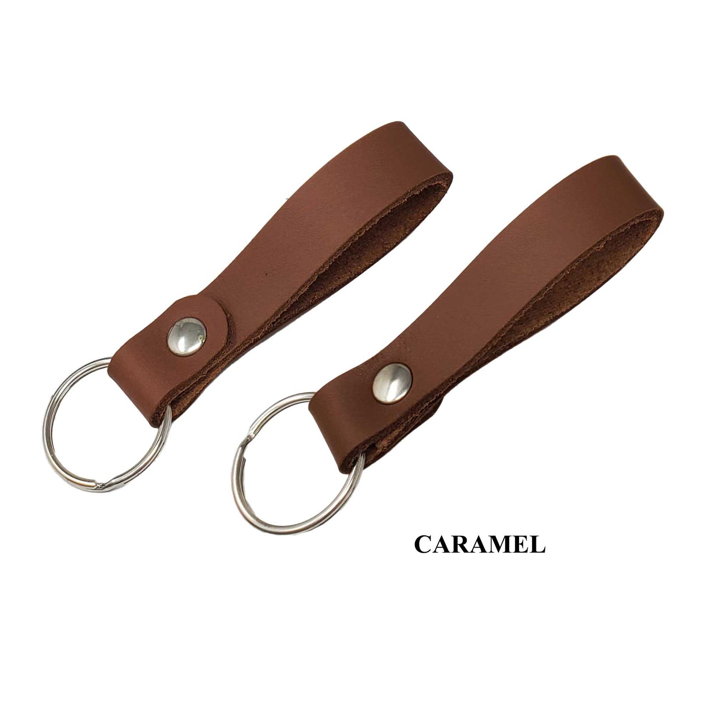 Blank leather key-fobs caramel color 5/8" engraving ready.