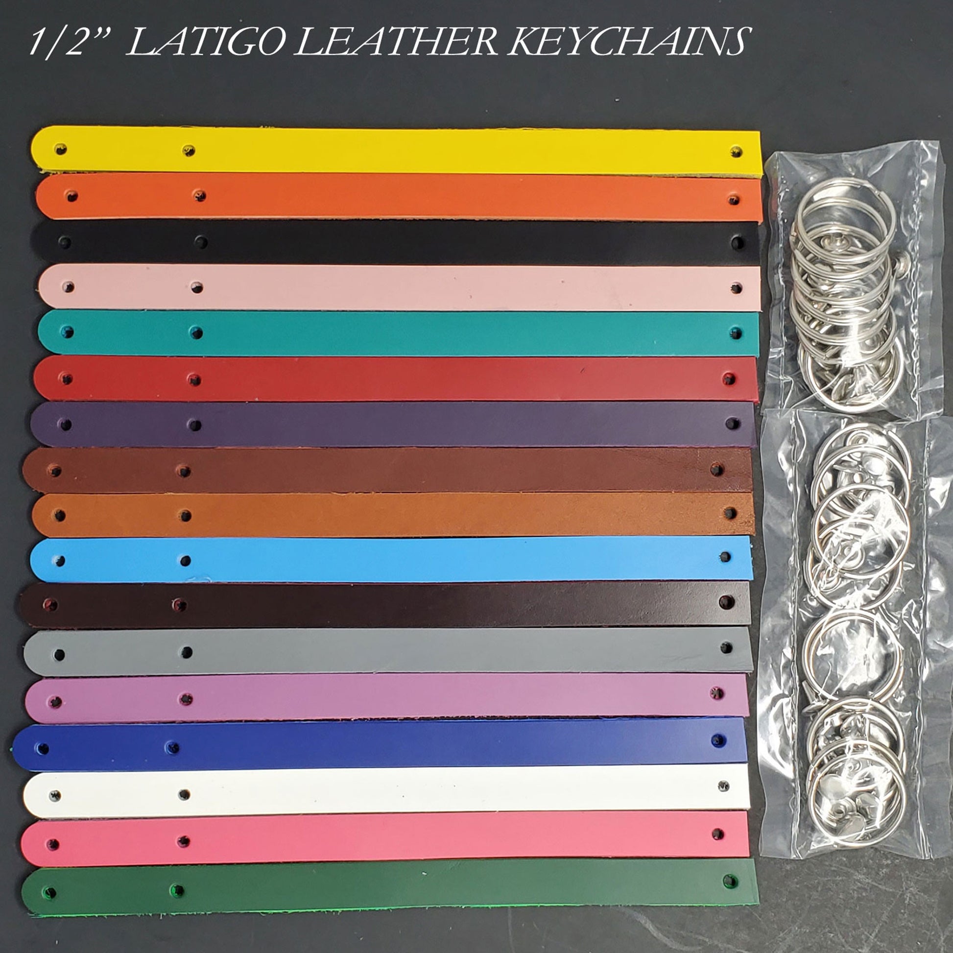 Leather Keychains Blank 1-2"- 18 colors available