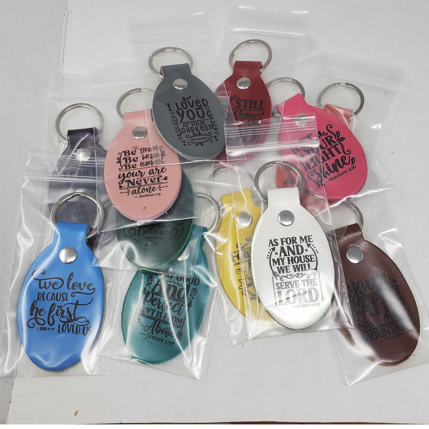 Bible Verse Leather Keychains Laser Engraved