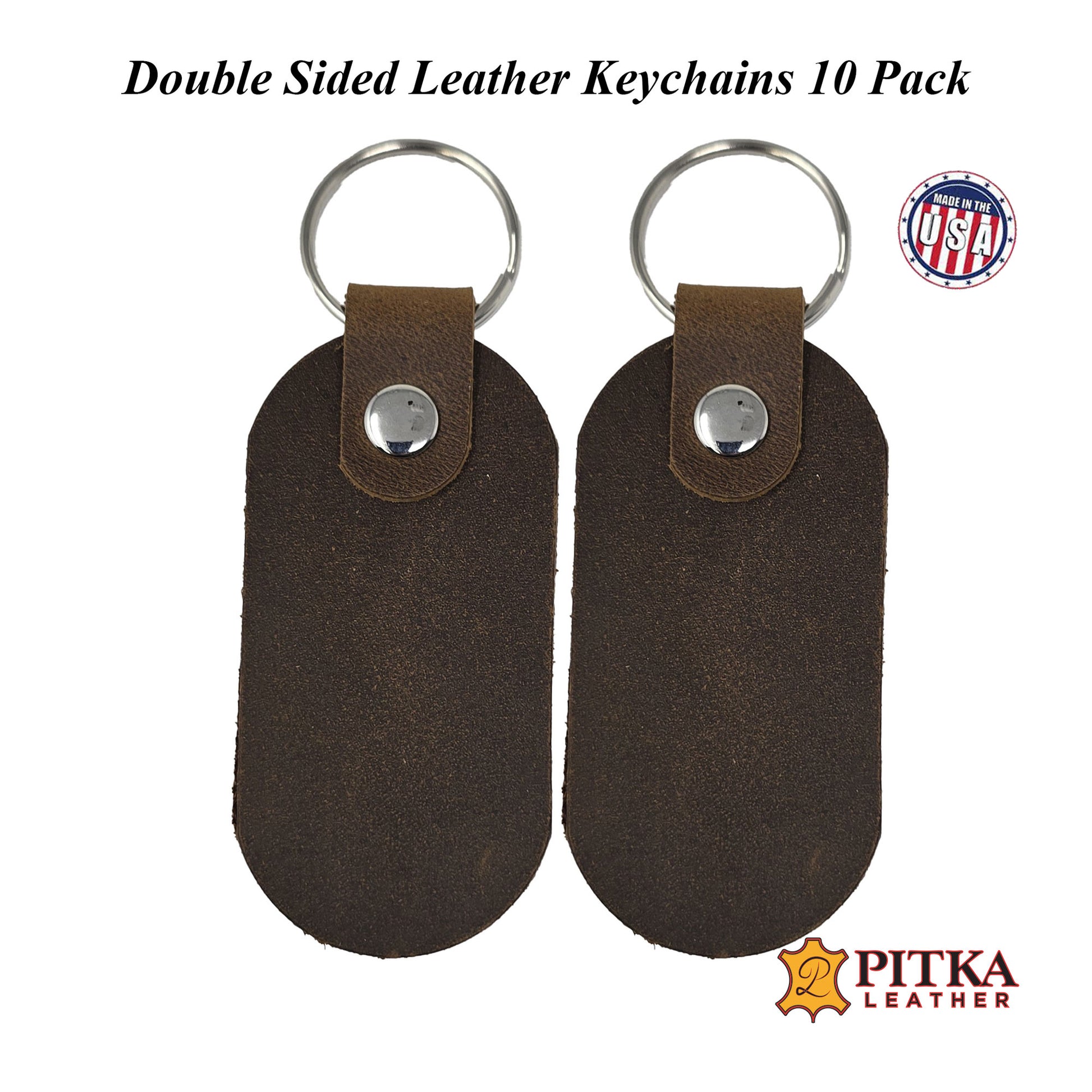 Two-Sided Leather Keychains Brown