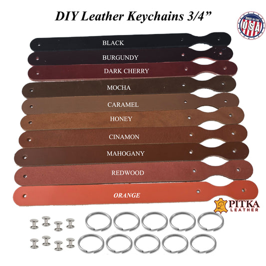 10 brown color leather keychains DIY kit-hardware include