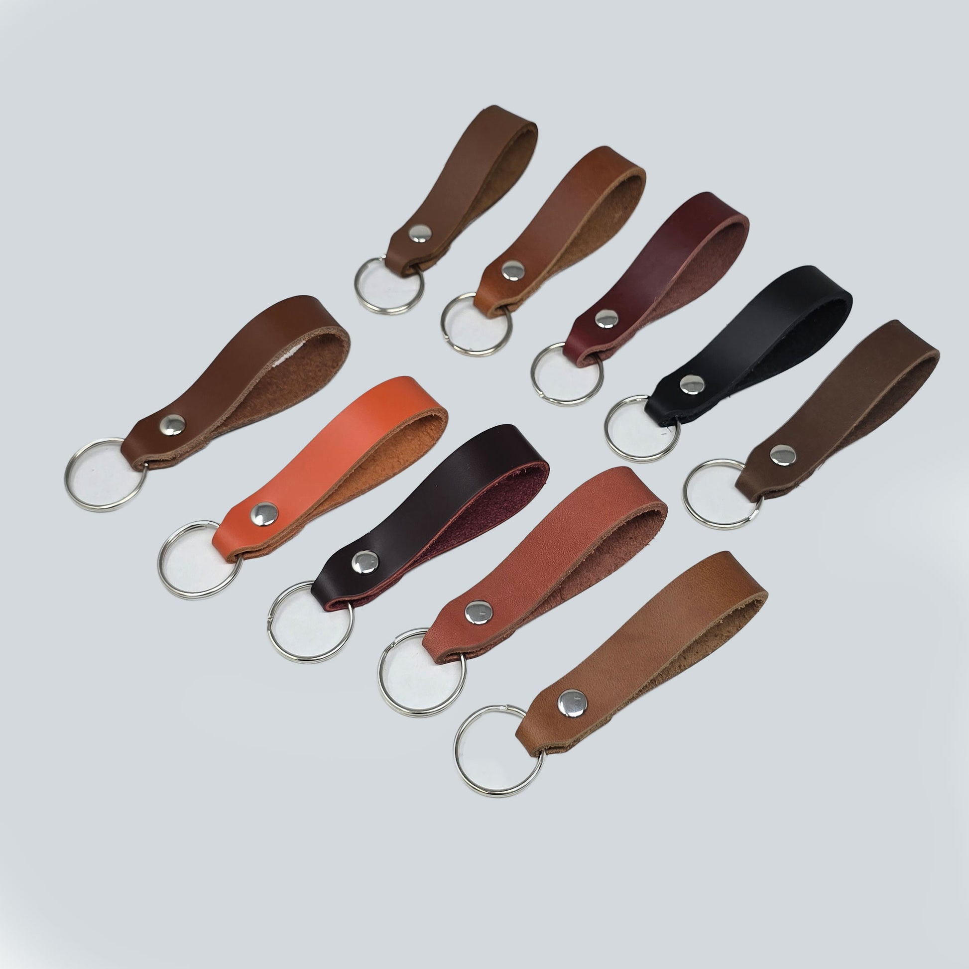 Completed full grain leather keychains personalization ready