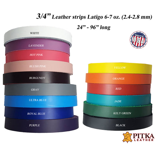 Full grain leather strips latigo 3/4"-many colors