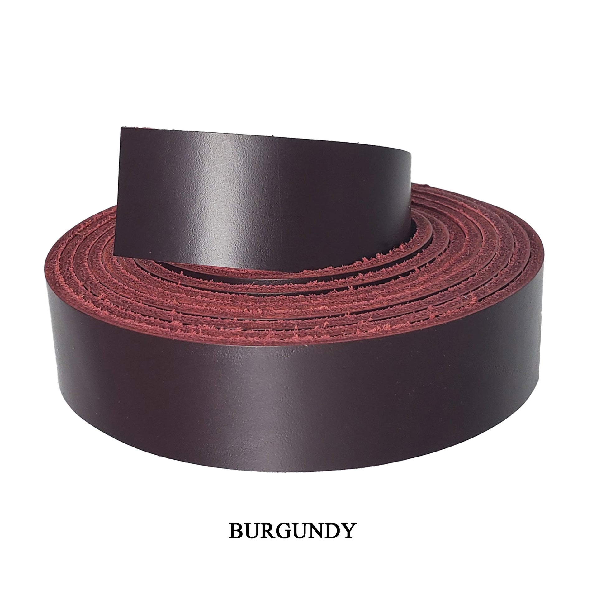 1 Inch wide Leather strips latigo-burgundy