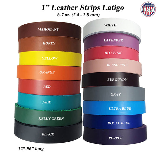 1 Inch wide Leather strips latigo-18 colors