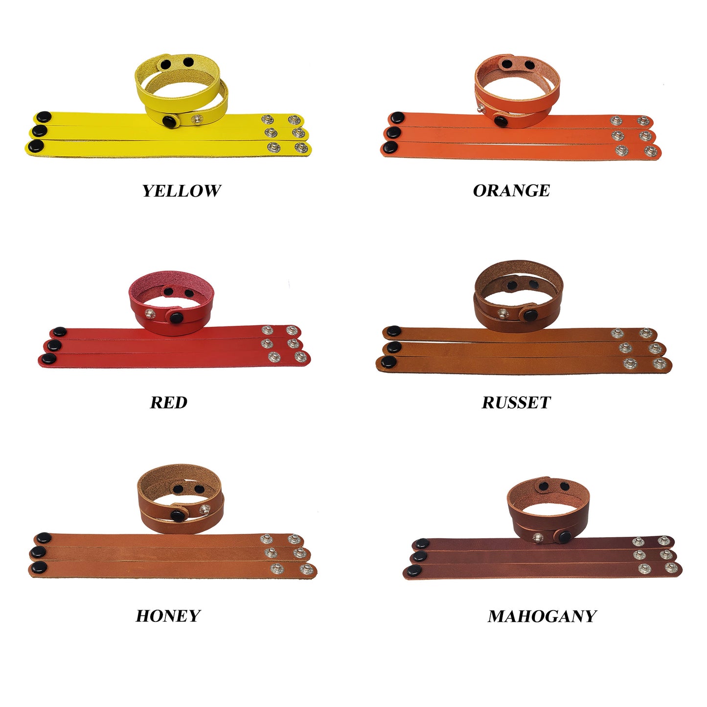 Adjustable Leather wristbands blank, 1/2 inch wide in many colors. The bracelets feature a smooth surface suitable for customization.