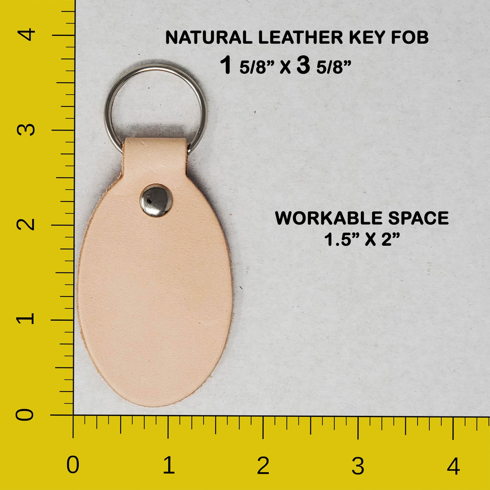 Blank Leather Keychain Vegetable Taned - Size