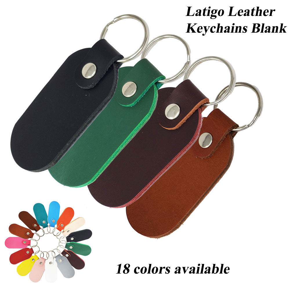 leather keychains latigo-hard to find oval shape with large engraving area