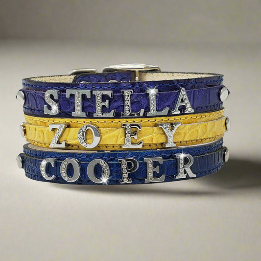 5/8" Croco Leather Personalized Collar for Small Dogs-Slide Letters