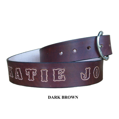 Leather belt for man personalized in standard letters