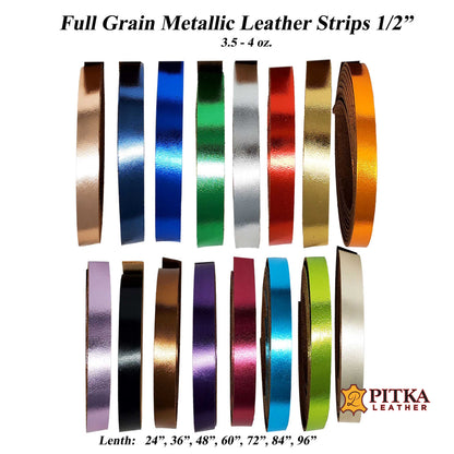 Metallic Leather Strips 1/2" wide 24"-84" long