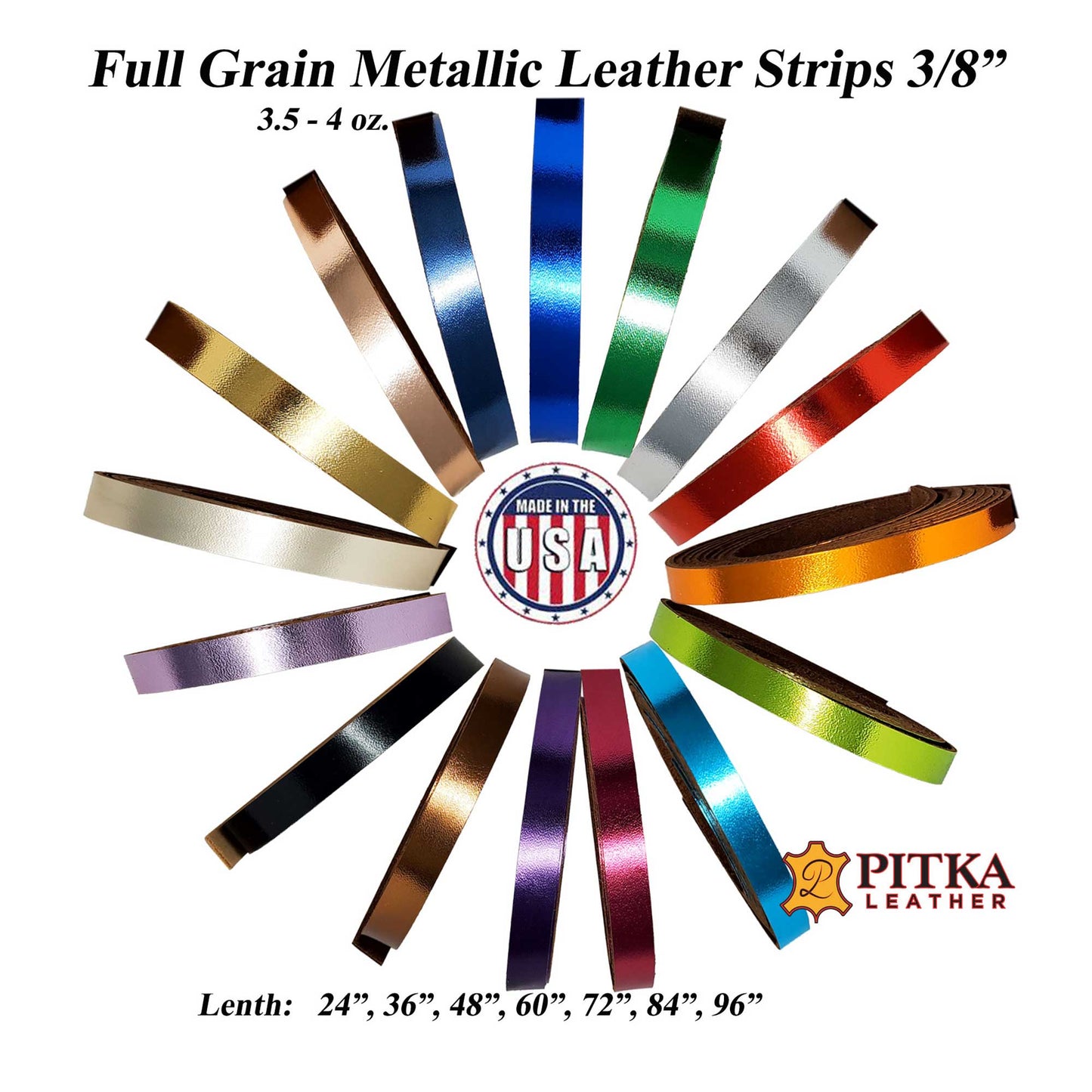 Metallic leather strips 3-8 inch to 3 inch wide great for craft projects