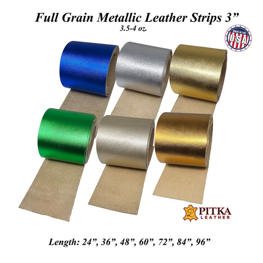 Metallic Leather Strips 3" wide, 24"-84" long