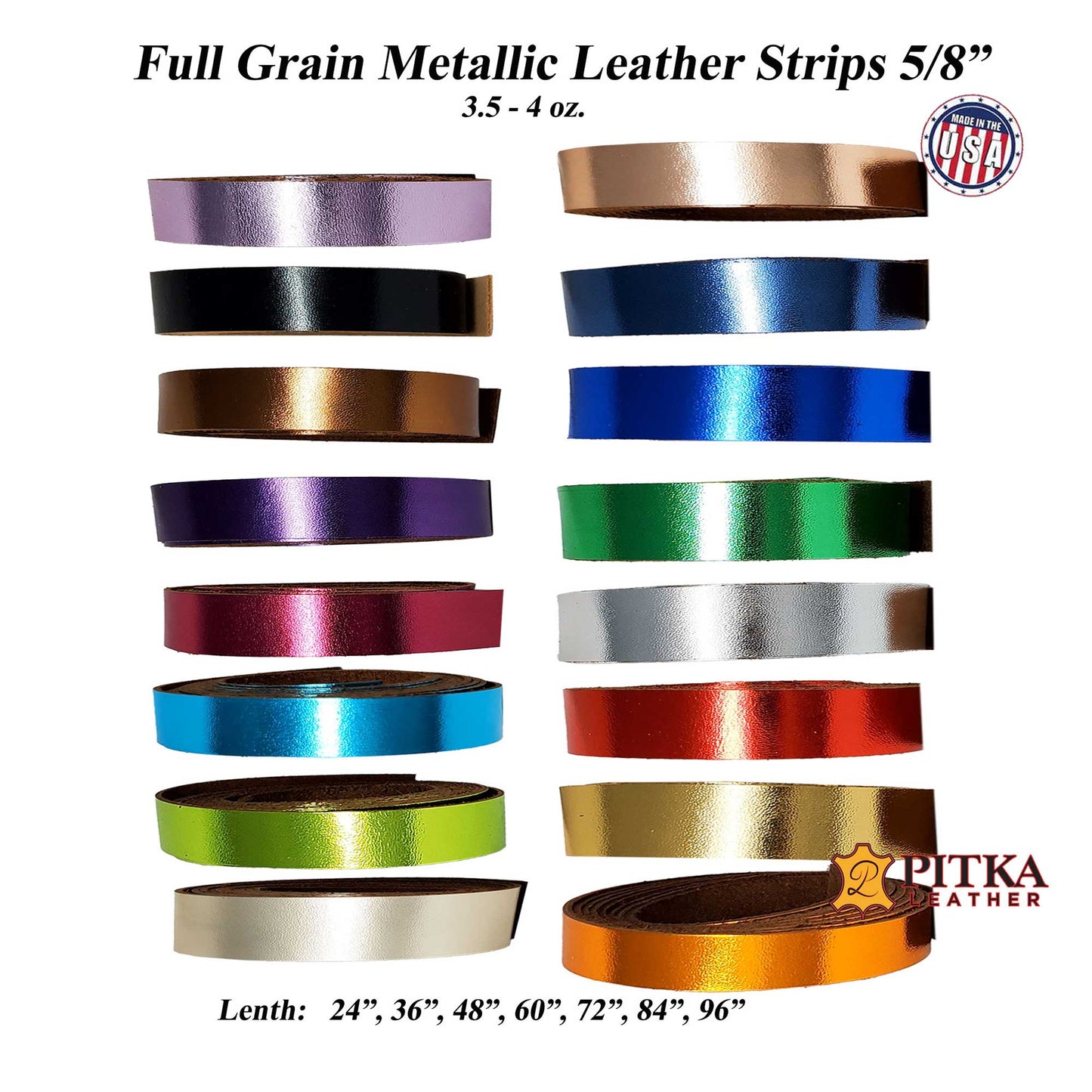 Metallic leather strips 3-8 inch to 3 inch wide great for craft projects