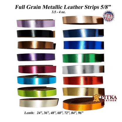 Metallic Leather Strips 5/8" wide, 24"-84" long