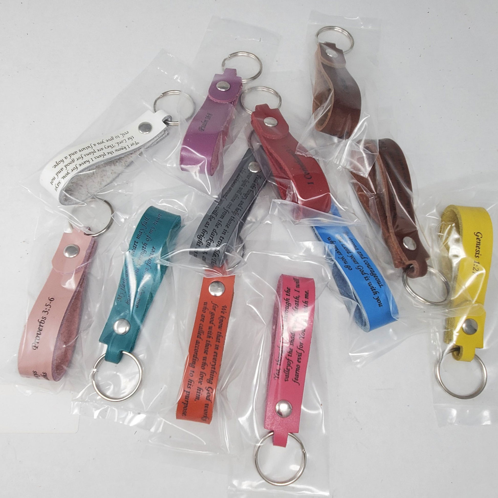 Bible verse keychains single packed and ready for shipping