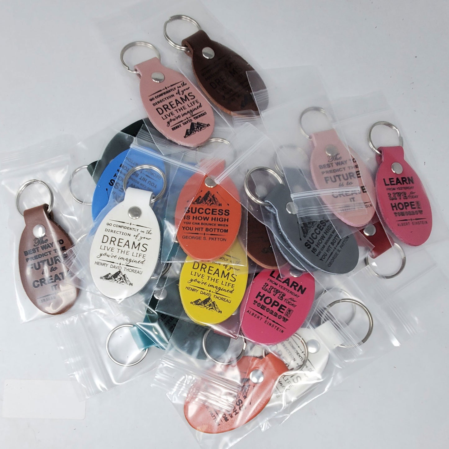 Motivational Leather Keychains Laser Engraved - Inspirational Gifts