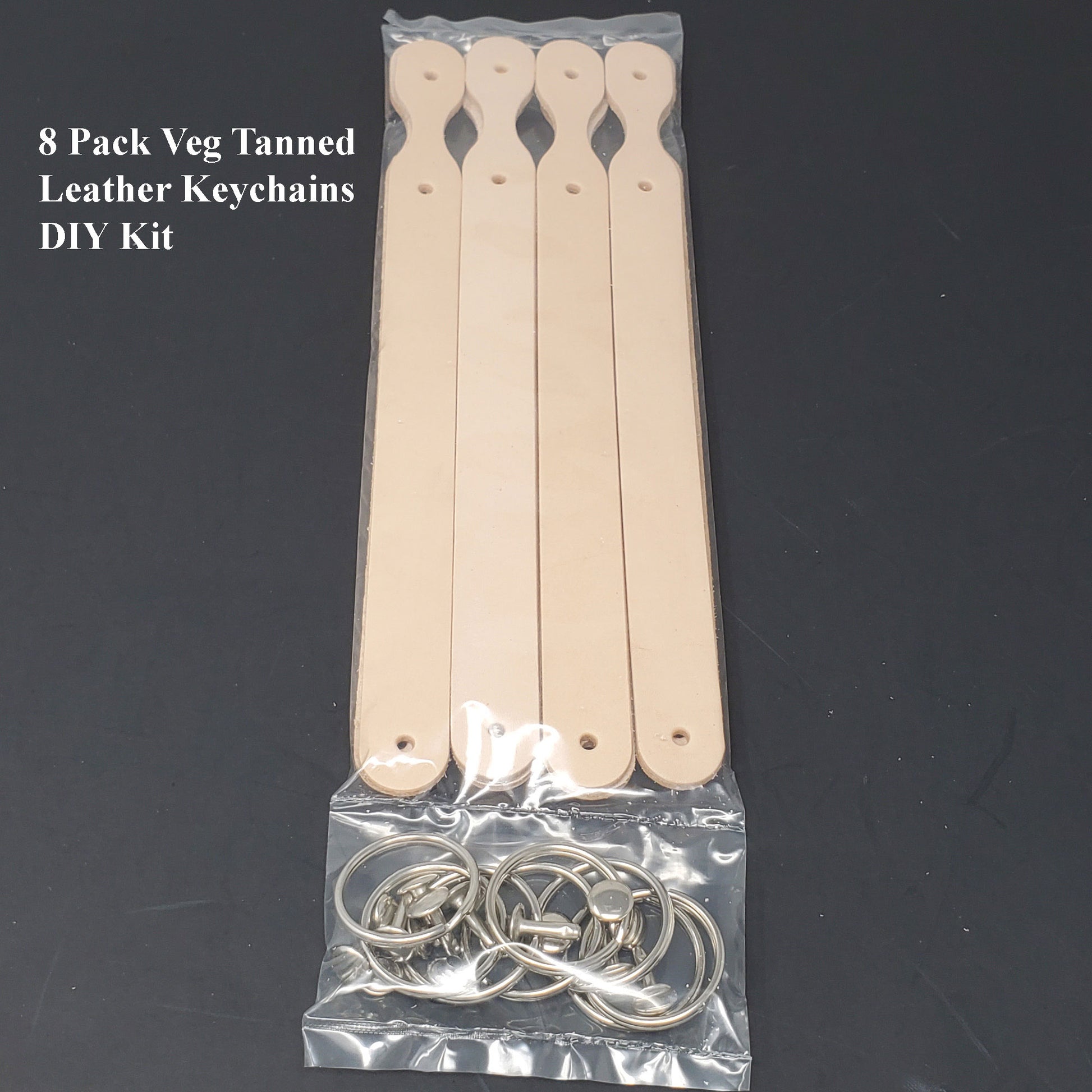 Blank leather keychains vegetable tanned-stamping ready-8 packs