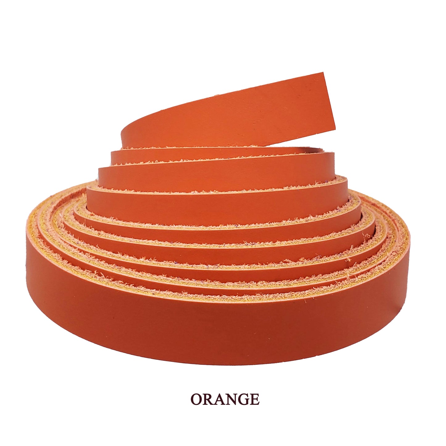 Full grain latigo leather strips 5/8" wide-orange