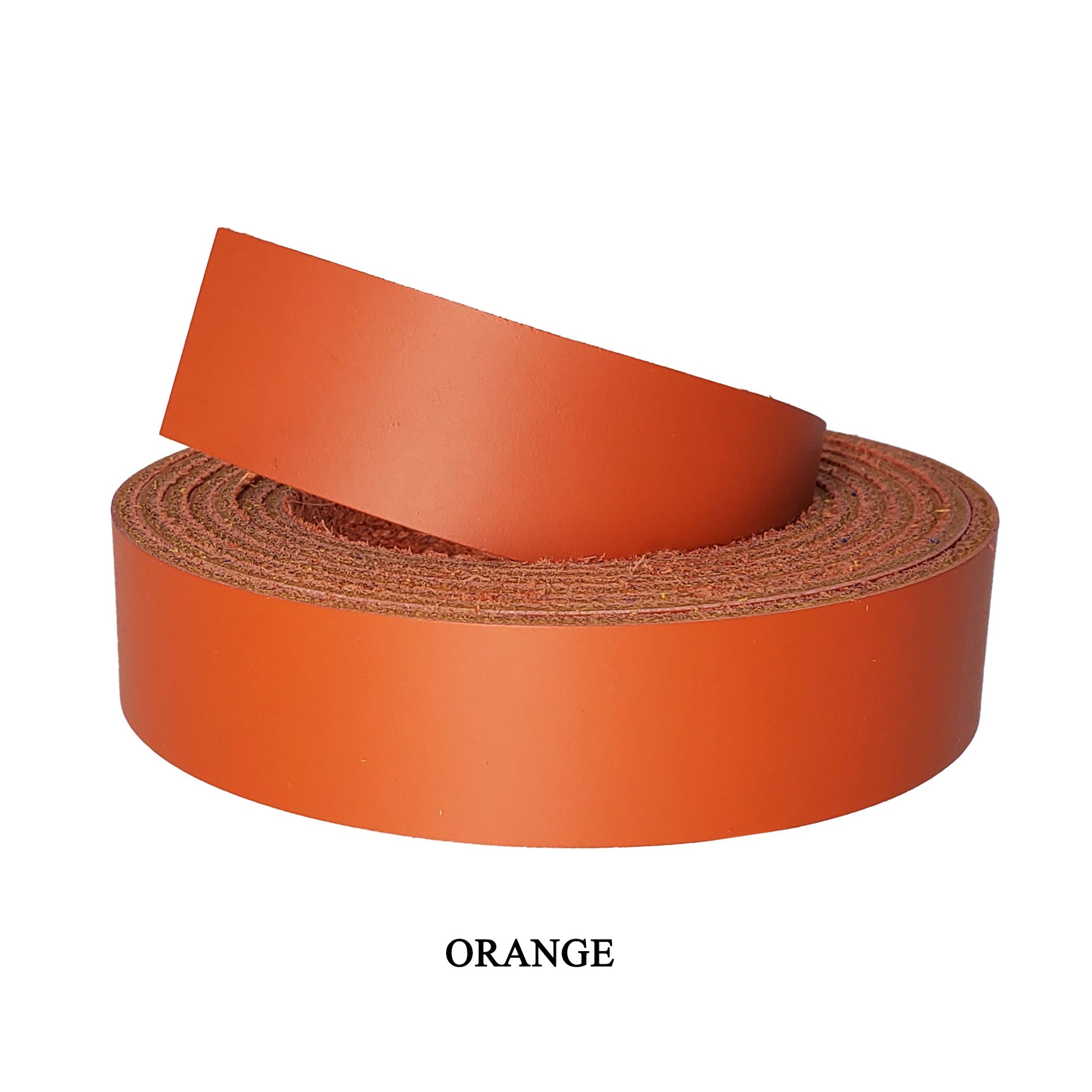 1 Inch wide Leather strips latigo-oange