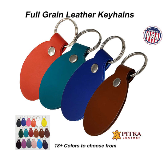 Leather Keychain Blanks Oval Latigo-18 colors available