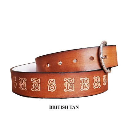 Personalized men's leather belt brown