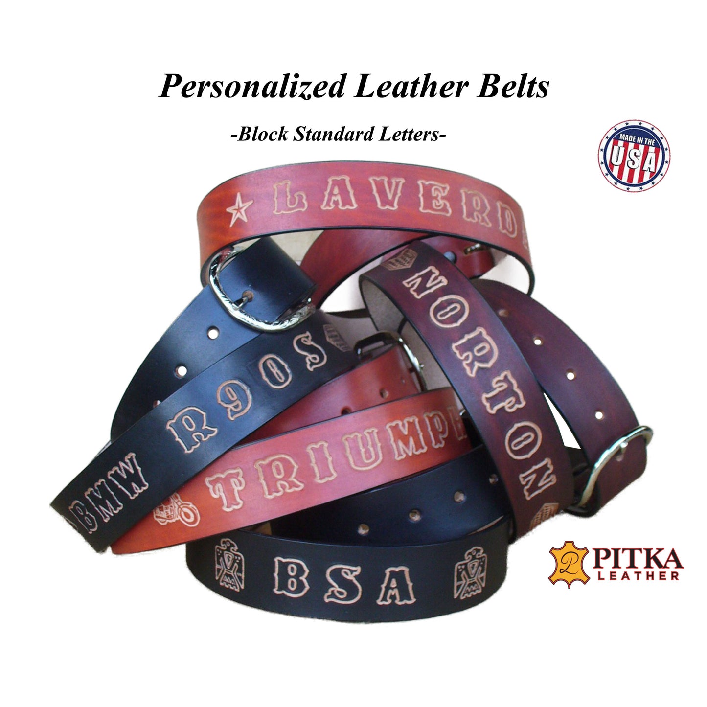 Sample customer order in buk -personalized leather belts