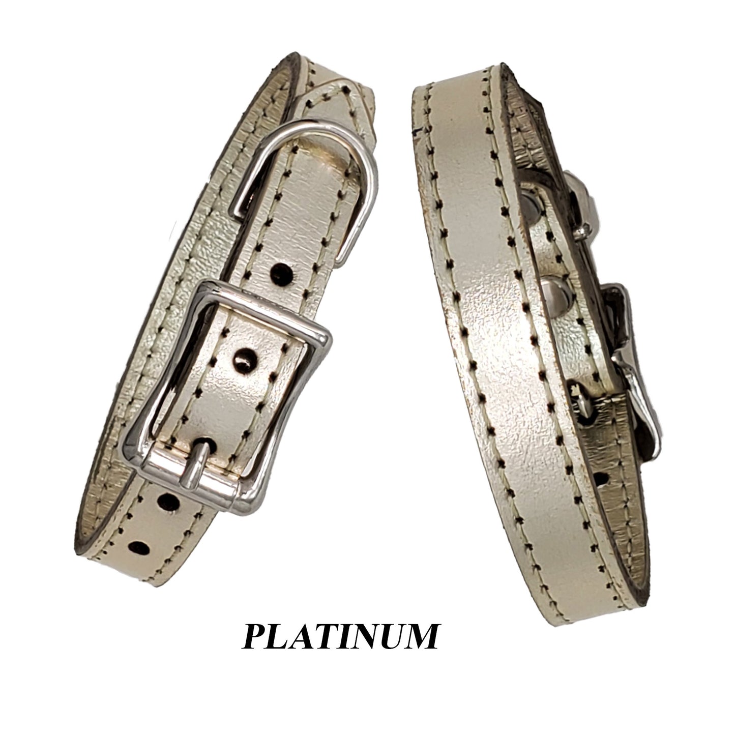 1/2" Premium Metallic Leather Puppy Collar for Real Comfort