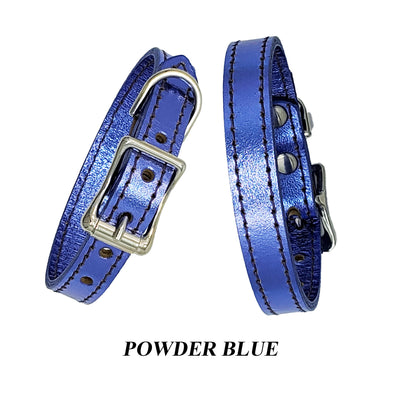 1/2" Premium Metallic Leather Puppy Collar for Real Comfort