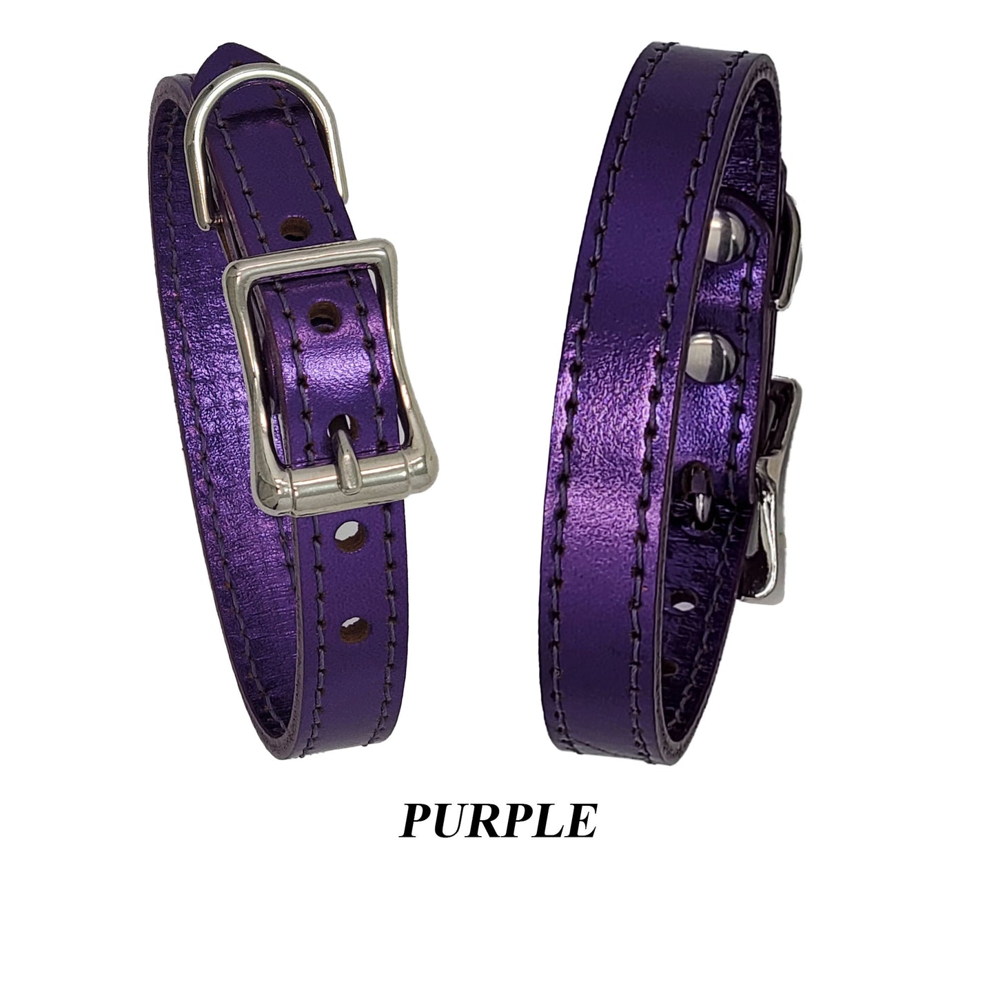 1/2" Premium Metallic Leather Puppy Collar for Real Comfort