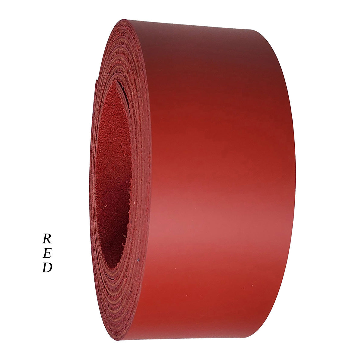 Leather strips 1.25" wide up to 96" long-red