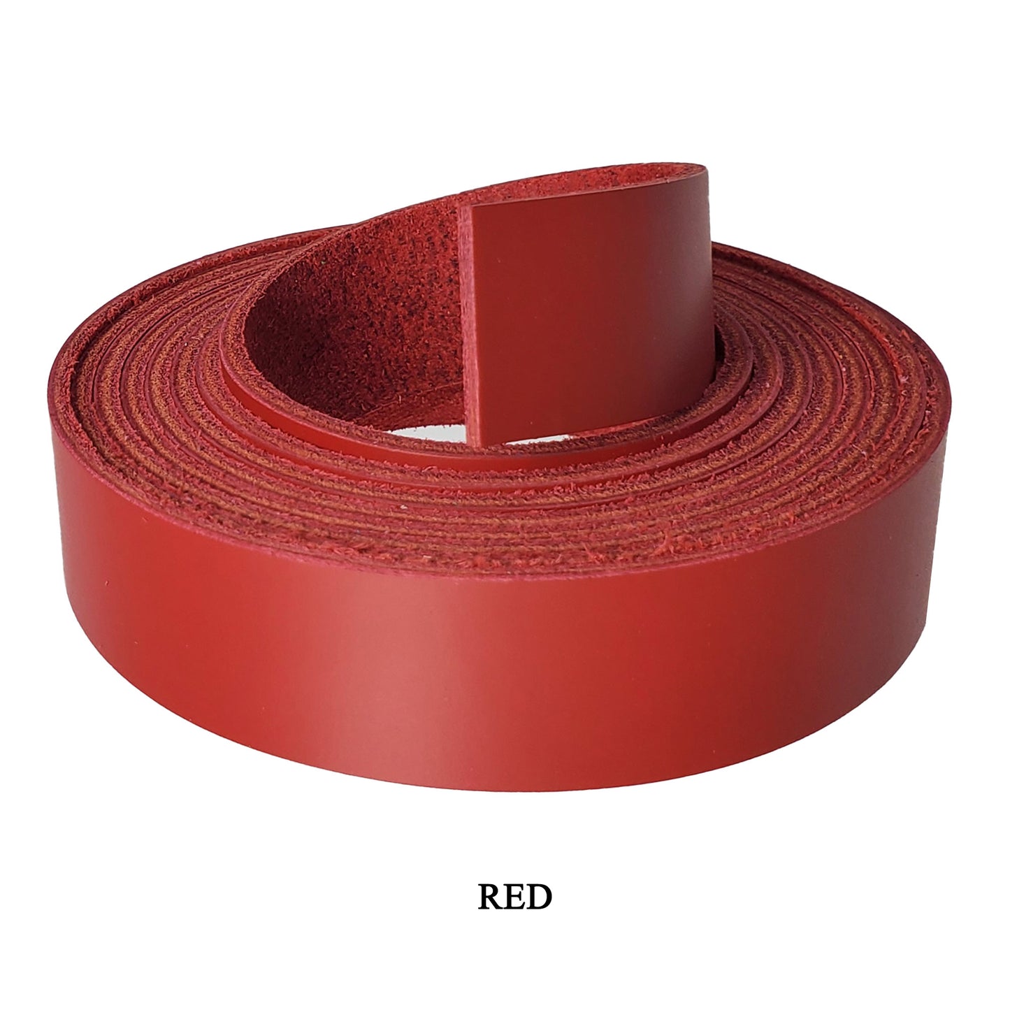 1 Inch wide Leather strips latigo-red