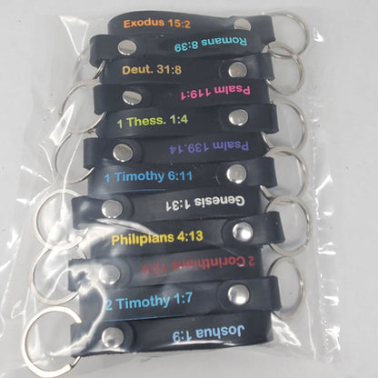 Bible Verse Leather Keychains Laser Engraved-1/2" Black- Multicolor Letters