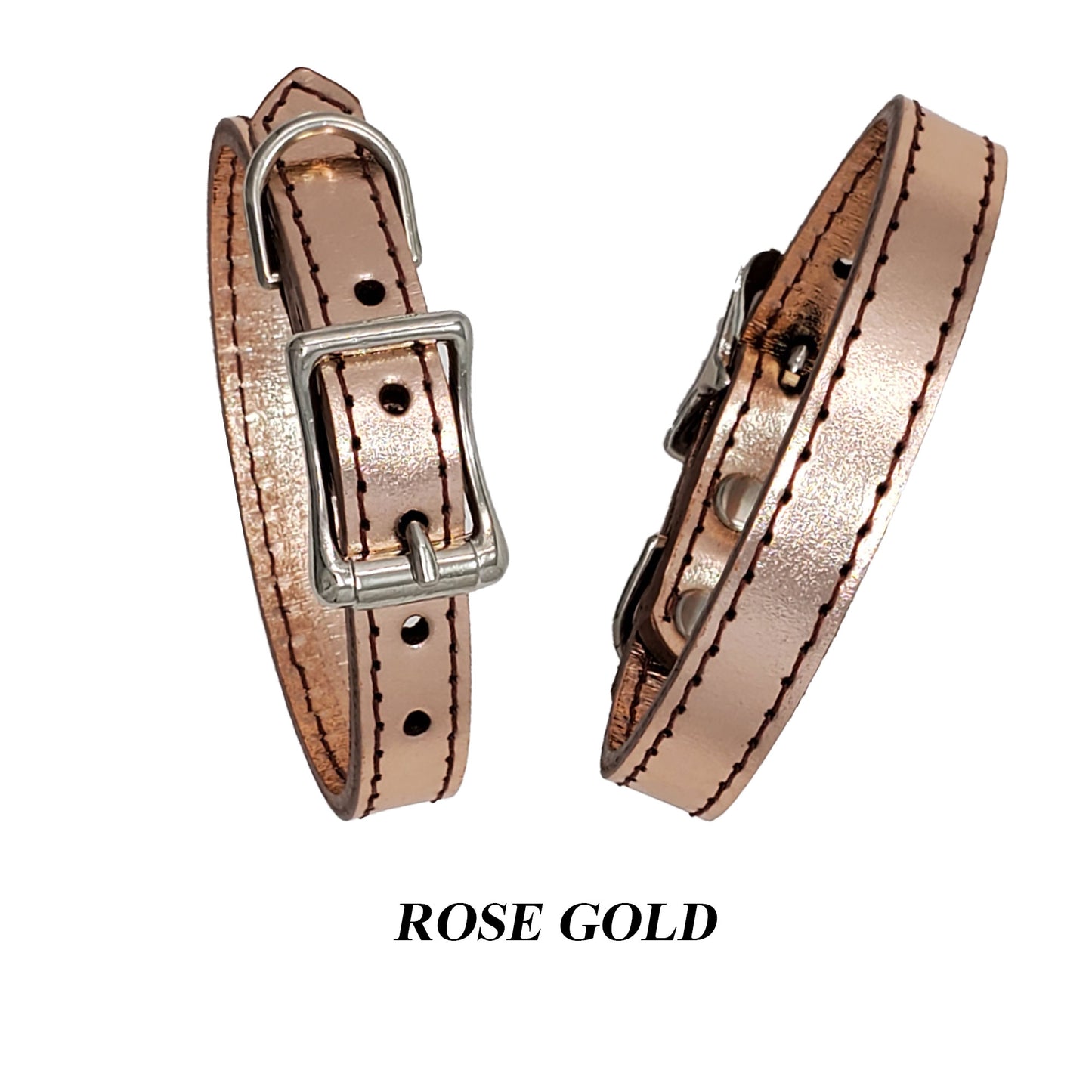 1/2" Premium Metallic Leather Puppy Collar for Real Comfort