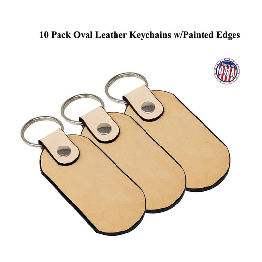 Blank Leather Keychains Oval -10 Packs