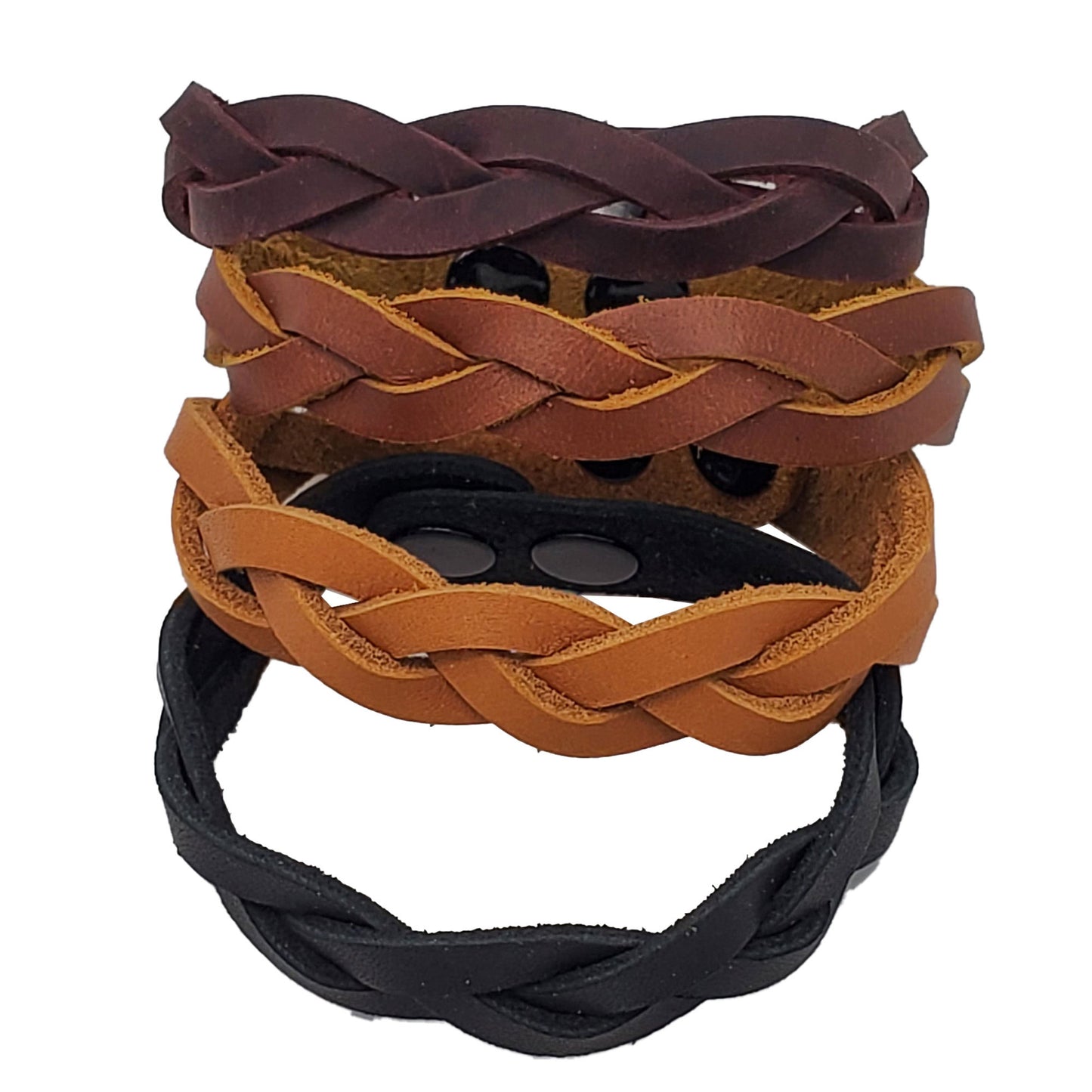 Mystery Braided leather Bracelets Finished- close up view