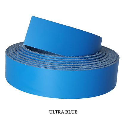 1 Inch wide Leather strips latigo-ultra blue