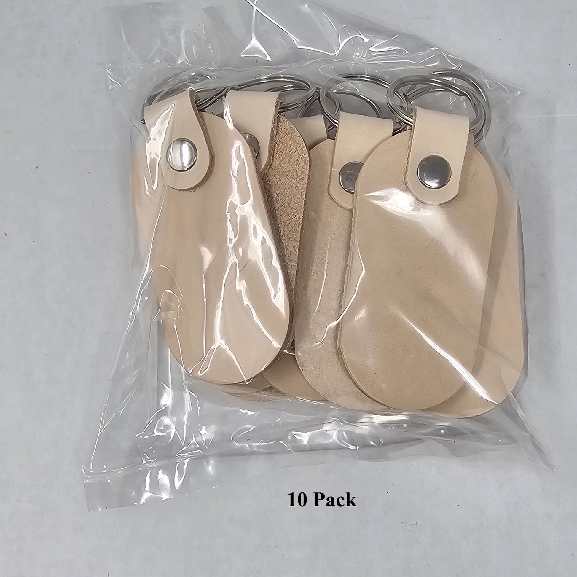 vegetable tanned leather keyrings 10 pack