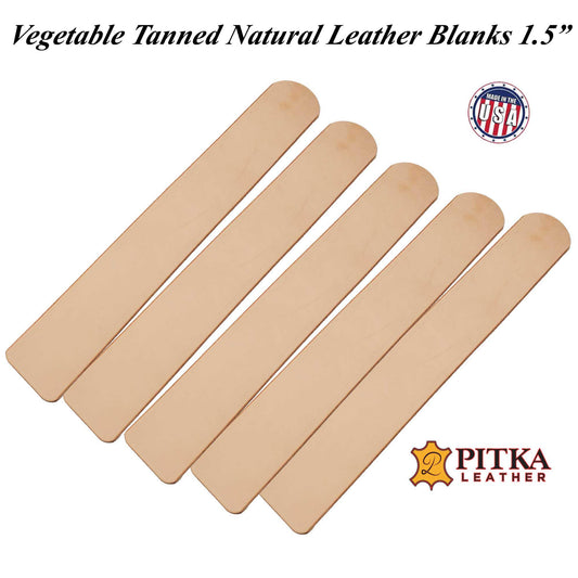 Vegetable tanned leather blanks for bracelets 1.5" wide, premium quality and ready to customize for handmade jewelry and accessories.