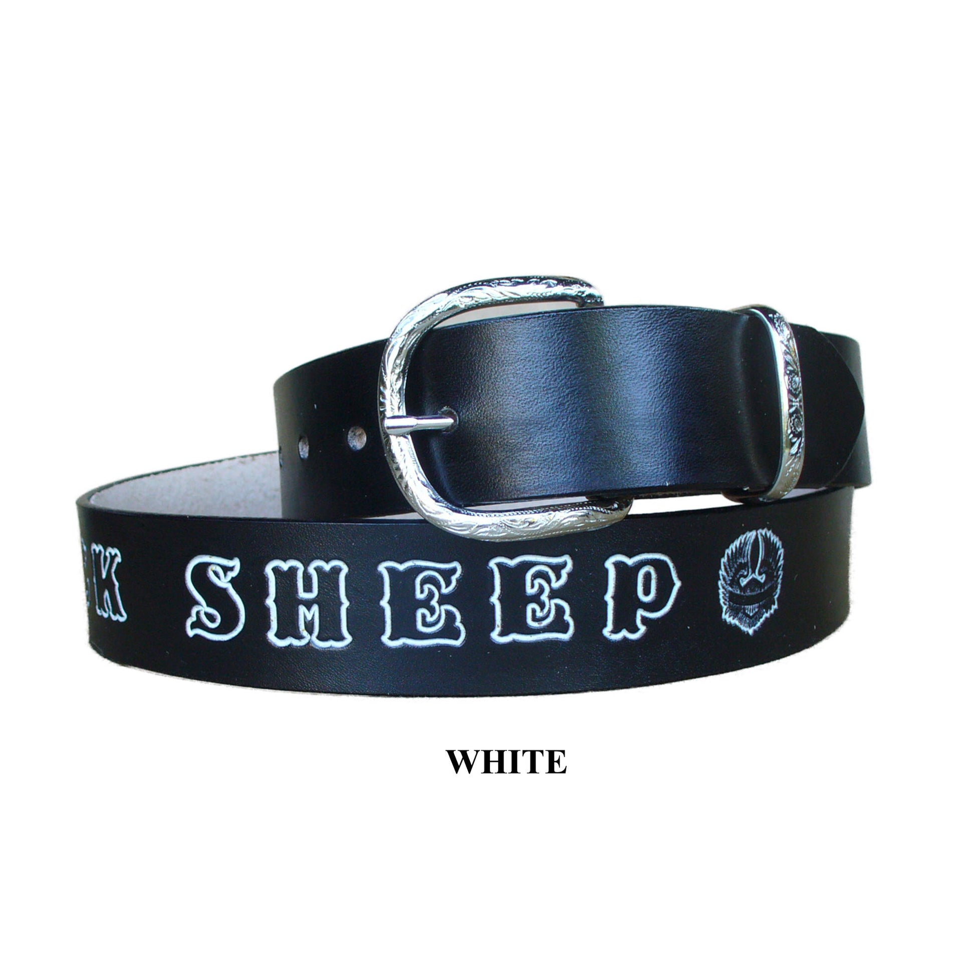 custom made leather belt black personalized with name in colored sstandard font