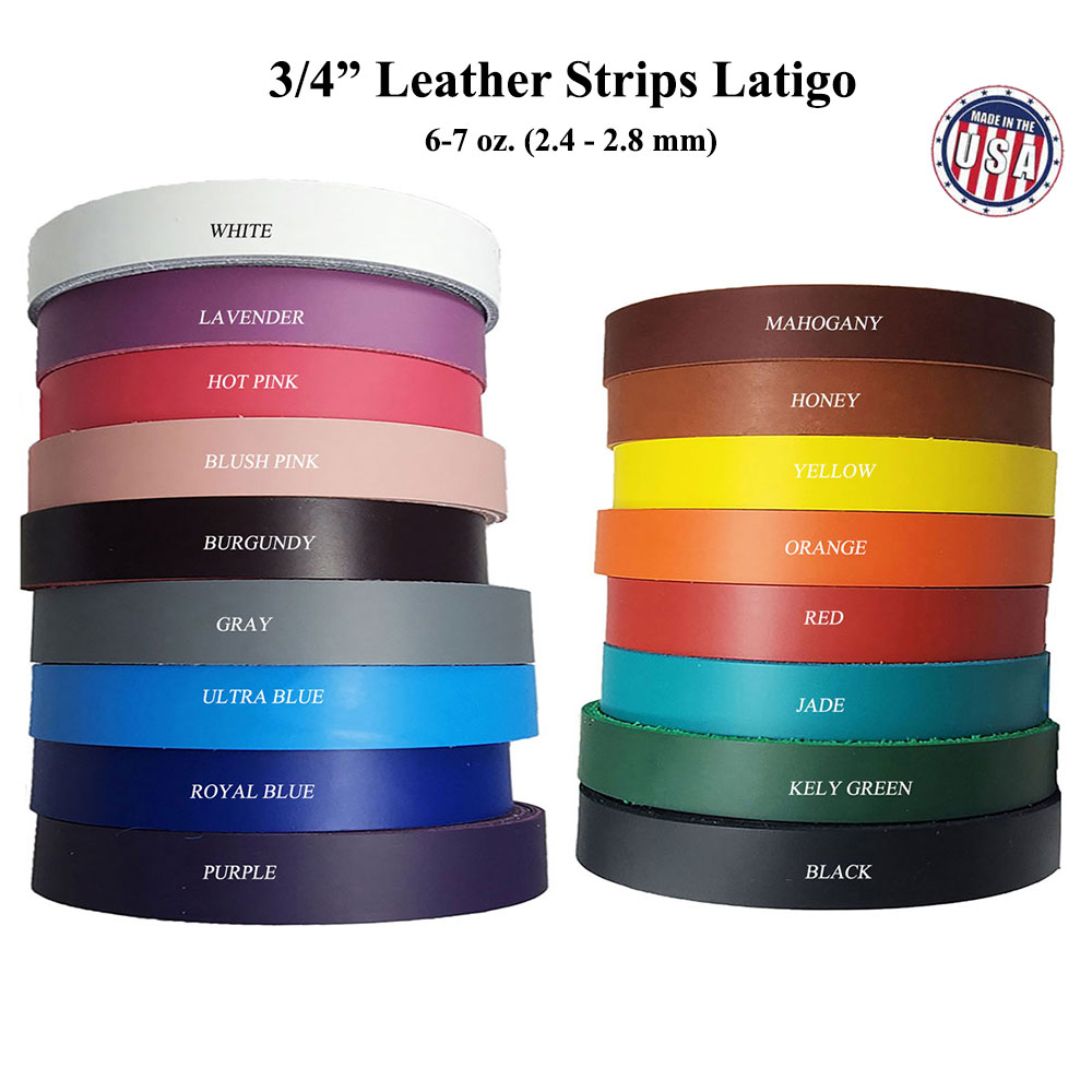 Pitka Leather 6-7 oz. 3/8 x 12 2.4 – 2.8 mm Mahogany Waxy Latigo Leather Strip up to 96 Inch Long Leather Strips 3/8 Inch Wide 