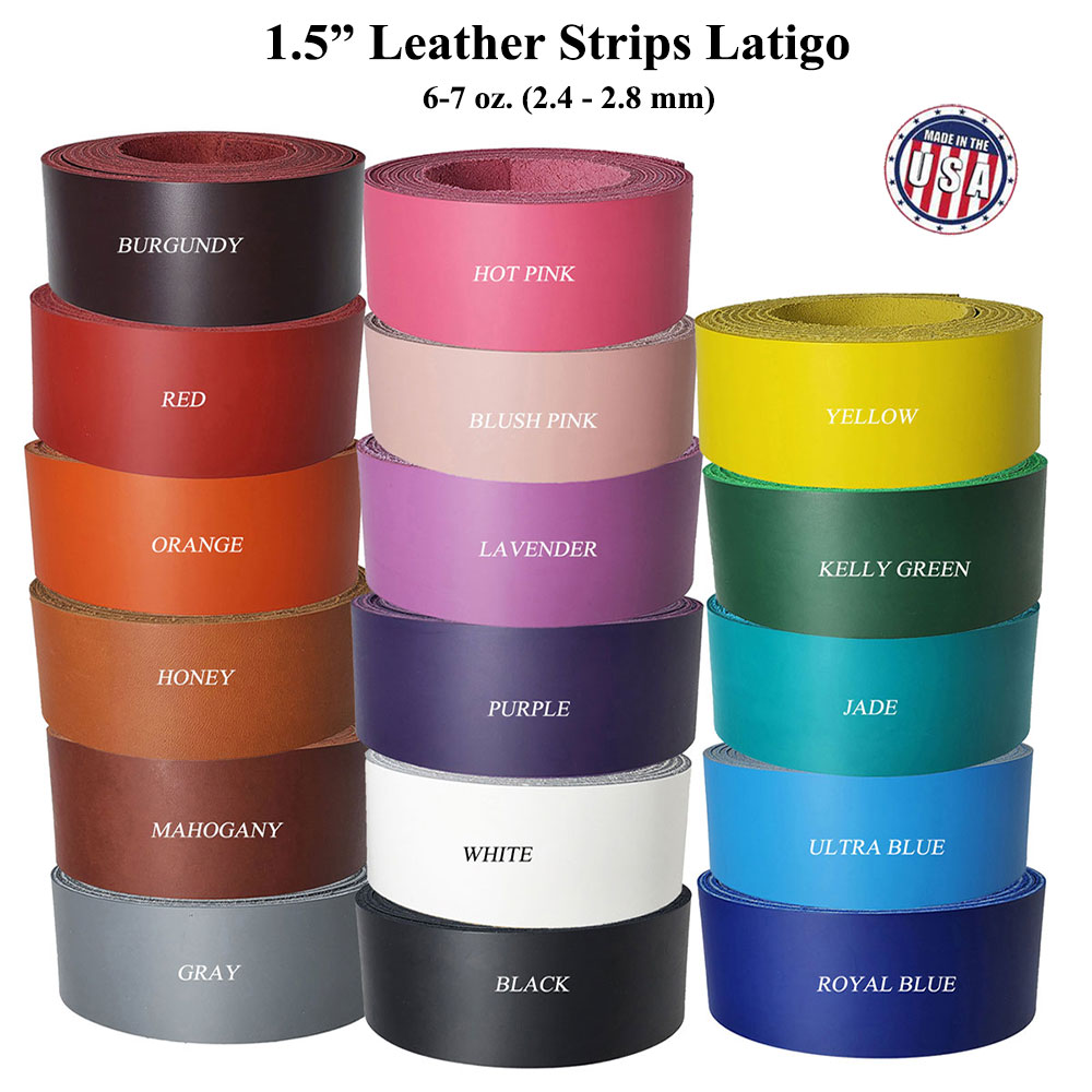 Leather Craft Projects Choose Your Color-Length Leather Strips 1/2 Inch Latigo Strong Quality USA Made Leather Strips Pitka Leather 