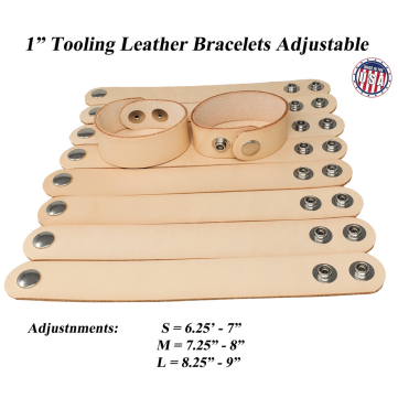 1 inch wide leather bracelets adjustable wrist size